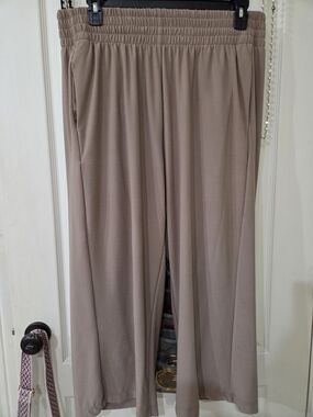 Jones New York Women's Wide-Leg Polyester Pull-On Pants in Taupe 2X